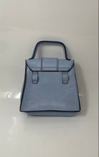 Load image into Gallery viewer, Zara Womens Blue Snakeskin Faux Leather Buckle Detail Flap Crossbody Handbag
