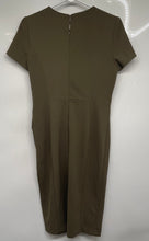 Load image into Gallery viewer, Calvin Klein Womens Green Short Sleeve Ruched Back Zip Sheath Dress Size 8
