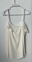 Load image into Gallery viewer, DKNY Womens Off White Adjustable Spaghetti Strap Ruffle Camisole Blouse Top Sz L
