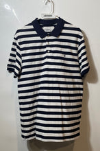 Load image into Gallery viewer, Zara Mens Blue White Striped Cotton Short Sleeve Perfect Polo Shirt Size L
