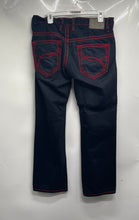 Load image into Gallery viewer, RNT23 Mens Blue Red Stitching Denim Pockets Straight Leg Jeans Size 34
