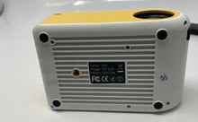 Load image into Gallery viewer, Vamvo Yellow White Portable Outdoor Movie LED Video Projector Powers On
