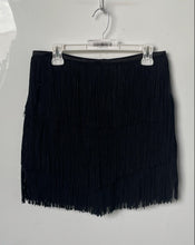Load image into Gallery viewer, Zara Basic Womens Black Regular Fit Back Zipper Fringe Short Mini Skirt Size L
