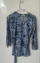 Load image into Gallery viewer, Anne Klein Womens Blue Abstract Print Long Sleeve V-Neck Blouse Top Size S
