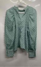 Load image into Gallery viewer, Zara Womens Green Swiss Dot Long Sleeve Mock Neck Blouse Top Size Small
