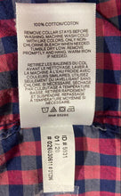 Load image into Gallery viewer, Express Mens Red Blue Long Sleeve Button Front Extra Slim Dress Shirt Size XL

