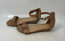 Load image into Gallery viewer, Kenneth Cole Reaction Womens Scrunch Brown Wedge Ankle Strap Sandals Size 9
