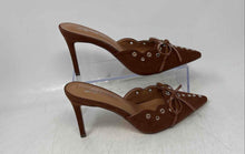 Load image into Gallery viewer, Liliana Womens Caprice-2 Brown Silver Tone Pointed-Toe Studded Mule Heels Size 6
