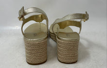 Load image into Gallery viewer, Michael Kors Womens Gold Leather Wedge Espadrille Thong Sandals Size 8.5M
