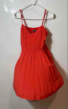 Load image into Gallery viewer, Express Womens Orange V-Neck Spaghetti Straps Smocked Fit &amp; Flare Dress Size S/P
