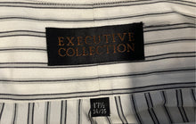 Load image into Gallery viewer, Executive Collection Mens White Striped Long Sleeve Dress Shirt Size 17.5
