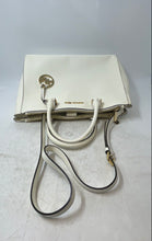 Load image into Gallery viewer, Michael Kors Womens Sutton White Leather Double Handle Charm Satchel Bag
