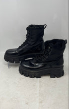 Load image into Gallery viewer, Marc Pliner Womens Happier Black Faux Leather Lace-Up Combat Boots Size 7M
