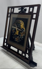 Load image into Gallery viewer, Chinese Embroidered Silk Double Phoenix Framed Art Table Desk Screen Stand
