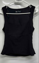 Load image into Gallery viewer, Zara Womens Black Sleeveless Square Neck Regular Fit Pullover Blouse Top Size M
