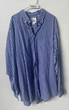 Load image into Gallery viewer, Lacoste Mens Blue Striped Long Sleeve Collared Button-Up Shirt Size 2XLT
