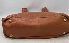 Load image into Gallery viewer, Adrienne Vittadini Womens Light Brown Pebbled Leather Magnetic Shoulder Handbag
