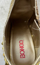 Load image into Gallery viewer, Bongo Womens Gold Tone With Glitter Stiletto Heel Ankle Booties Size 10
