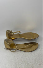 Load image into Gallery viewer, Michael Kors Womens Kristen Gold-Tone Snakeskin Embossed Thong Sandals Size 8.5M

