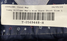 Load image into Gallery viewer, Tommy Hilfiger Mens Blue Stars Print Cotton Short Sleeve Button-Up Shirt Size L
