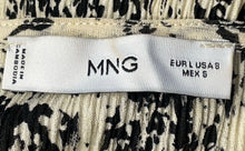 Load image into Gallery viewer, Mango Womens Cream Black Abstract Long Sleeve V-Neck Midi A-Line Dress Size 8
