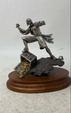Load image into Gallery viewer, Collectible Silver Brown David LaRocca Pirate Pewter On Wood Figurine Damage
