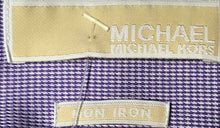 Load image into Gallery viewer, Michael Kors Mens Purple Printed Cotton Non Iron Dress Shirt Size 17.5 32/33
