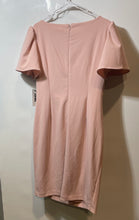 Load image into Gallery viewer, DKNY Womens Pale Pink Puff Sleeve Back Zip Ruched Sheath Dress Size 14 With Tag
