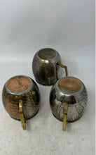 Load image into Gallery viewer, Silver-Tone Copper Brass Handle Hammered Moscow Mule Mugs Set Of 3 Pieces
