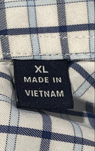 Load image into Gallery viewer, Tailorbyrd Mens White Blue Plaid Stretch Performance Button-Up Shirt Size XL
