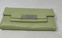 Load image into Gallery viewer, Steve Madden Womens Light Green Signature Embossed Leather Trifold Wallet
