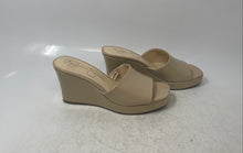 Load image into Gallery viewer, Jessica Simpson Womens Beige Leather Wedge Heel Slip-On Slide Sandals Size 6
