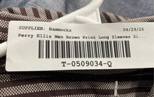 Load image into Gallery viewer, Perry Ellis Mens Brown Striped Print Collared Long Sleeve Button-Up Shirt Size S
