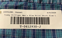 Load image into Gallery viewer, Tommy Hilfiger Mens Blue Plaid Long Sleeve Collared Slim Fit Dress Shirt Size L
