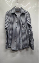 Load image into Gallery viewer, Tasso Elba Mens Gray Striped Cotton Long Sleeve Button-Up Shirt Size Medium
