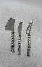 Load image into Gallery viewer, Set Of 3 Pieces Vintage Silver-Tone Stainless Steel Twisted Handle Cheese Knife
