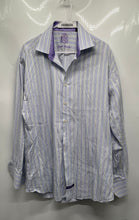 Load image into Gallery viewer, English Laundry Mens Purple Striped Long Sleeve Dress Shirt Size L 17.5 34/35
