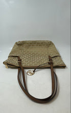 Load image into Gallery viewer, Michael Kors Womens Jet Set Beige Brown Signature Print Double Handle Tote Bag
