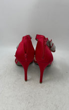 Load image into Gallery viewer, Christian Siriano Womens Red Rhinestone Stiletto Heel Ankle Strap Sandals Sz 11

