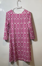 Load image into Gallery viewer, Jean-Pierre Klifa Womens Pink Geometric Print Long Sleeve Shift Dress Sz S w/Tag
