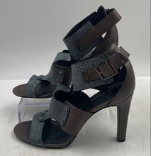 Load image into Gallery viewer, Authentic Tory Burch Womens Teagan Brown Gray Leather Gladiator Heels Size 6.5M
