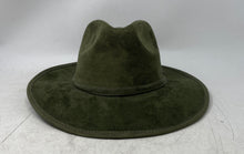 Load image into Gallery viewer, Unbranded Mens Olive Green Suede Wide Brim Adjustable Fedora Hat Size M
