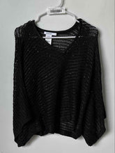 Load image into Gallery viewer, Chico's Womens Black Open-Knit V-Neck Poncho Pullover Sweater Size S/M
