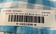 Load image into Gallery viewer, Nautica Boys Blue White Short Sleeve Button-Up Shirt Size Medium
