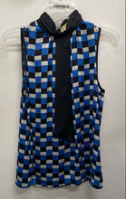 Load image into Gallery viewer, Michael Kors Womens Blue Black Sleeveless Blouse Top Size Large
