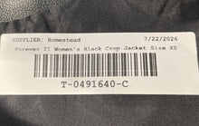 Load image into Gallery viewer, Forever 21 Womens Black Faux Leather Long Sleeve Full-Zip Cropped Jacket Size XS
