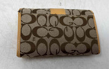 Load image into Gallery viewer, Coach Womens Brown And Beige Signature Print Card Holder Trifold Wallet
