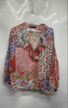 Load image into Gallery viewer, Zara Womens Multicolor Floral Print Long Sleeve Ruffle V-Neck Blouse Top Size M
