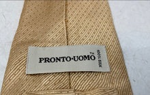 Load image into Gallery viewer, Pronto Uomo Mens Gold-Tone Printed Silk Keeper Loop Pointed Tie One Size
