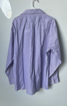 Load image into Gallery viewer, Michael Kors Mens Purple Striped Regular Fit Collared Dress Shirt Sz 17.5 34/35
